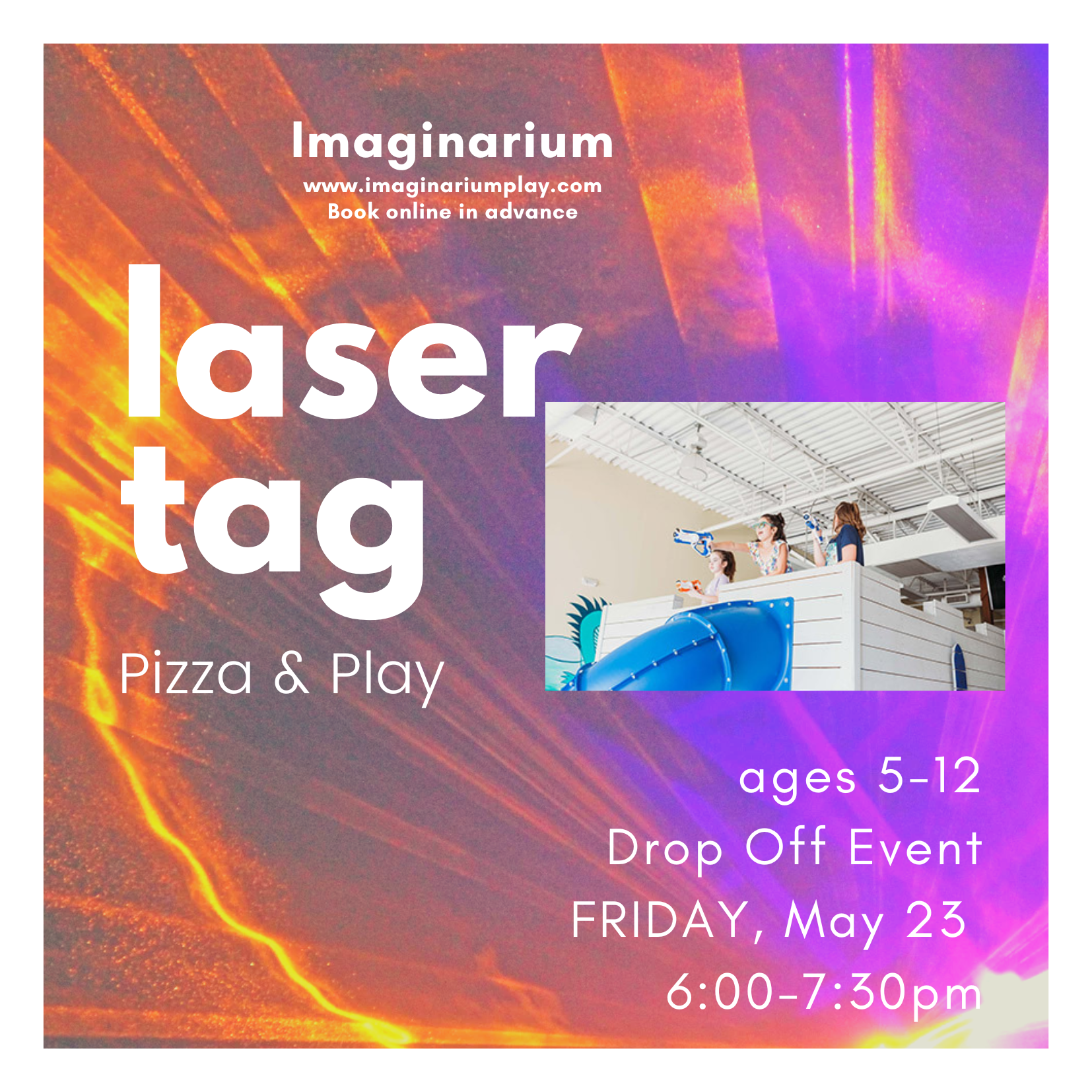White Text On Photo Minimal Laser Tag Invitation